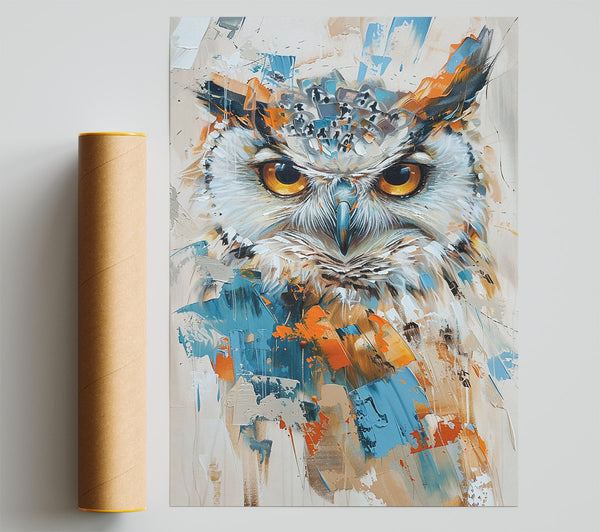 Azure Owl'S Gaze Print