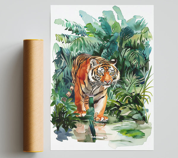 Orange Jungle Prowl Giclee Print