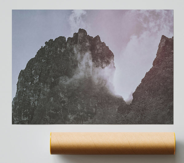 Pink Mountain Mist Poster