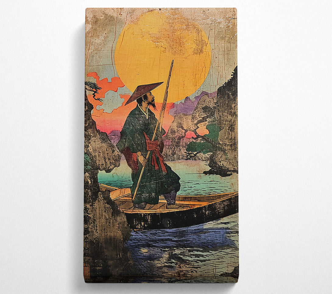 A Canvas Print of Golden Sunset Rowing Canvas Art