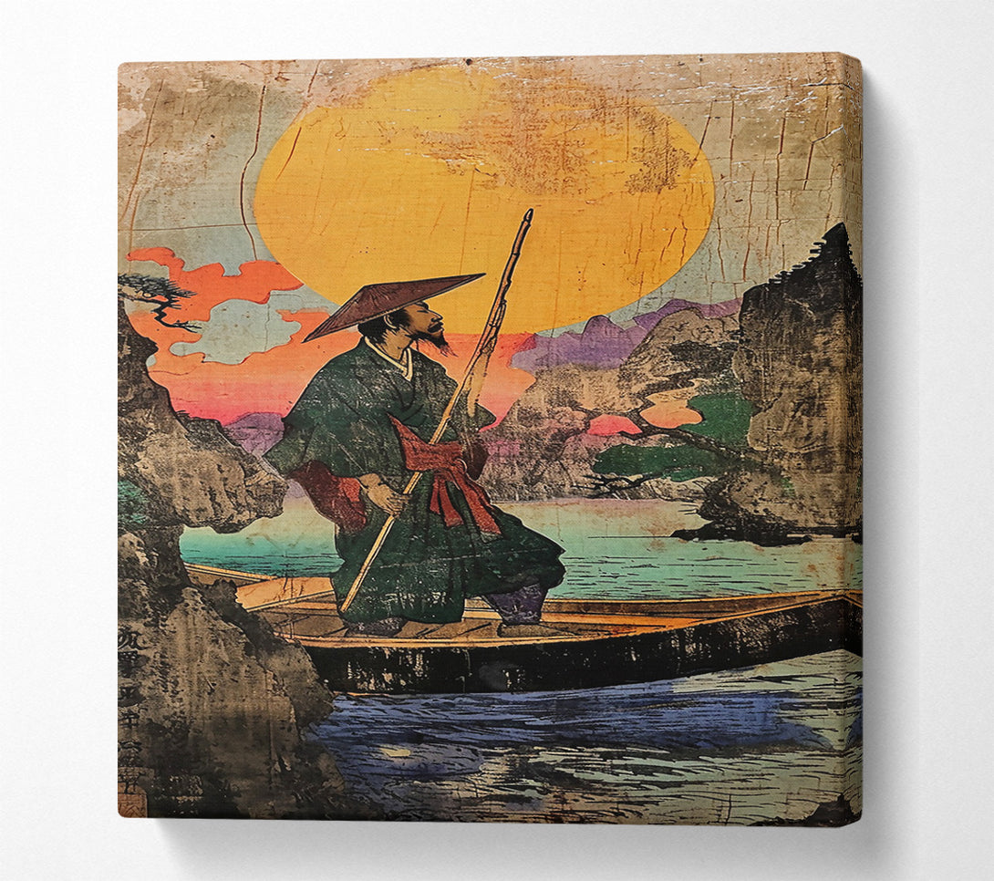  A Canvas Print of Golden Sunset Rowing Canvas Art