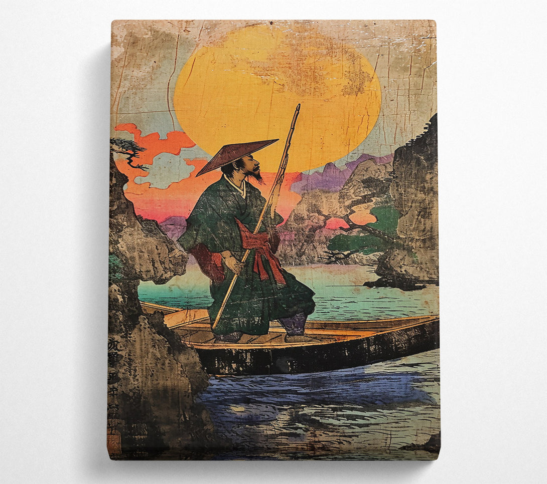  A Canvas Print of Golden Sunset Rowing Canvas Art
