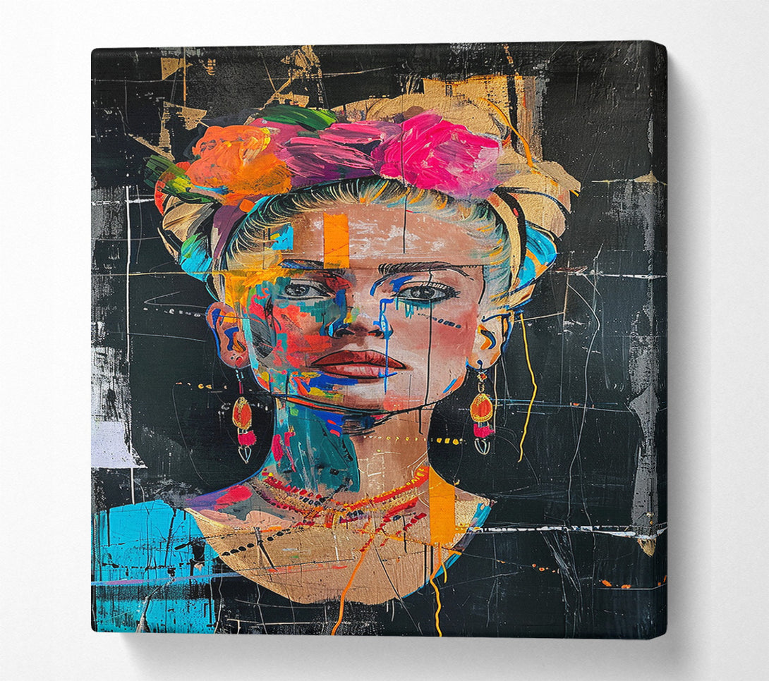  A Canvas Print of Frida Kahlo Graffiti Canvas Print