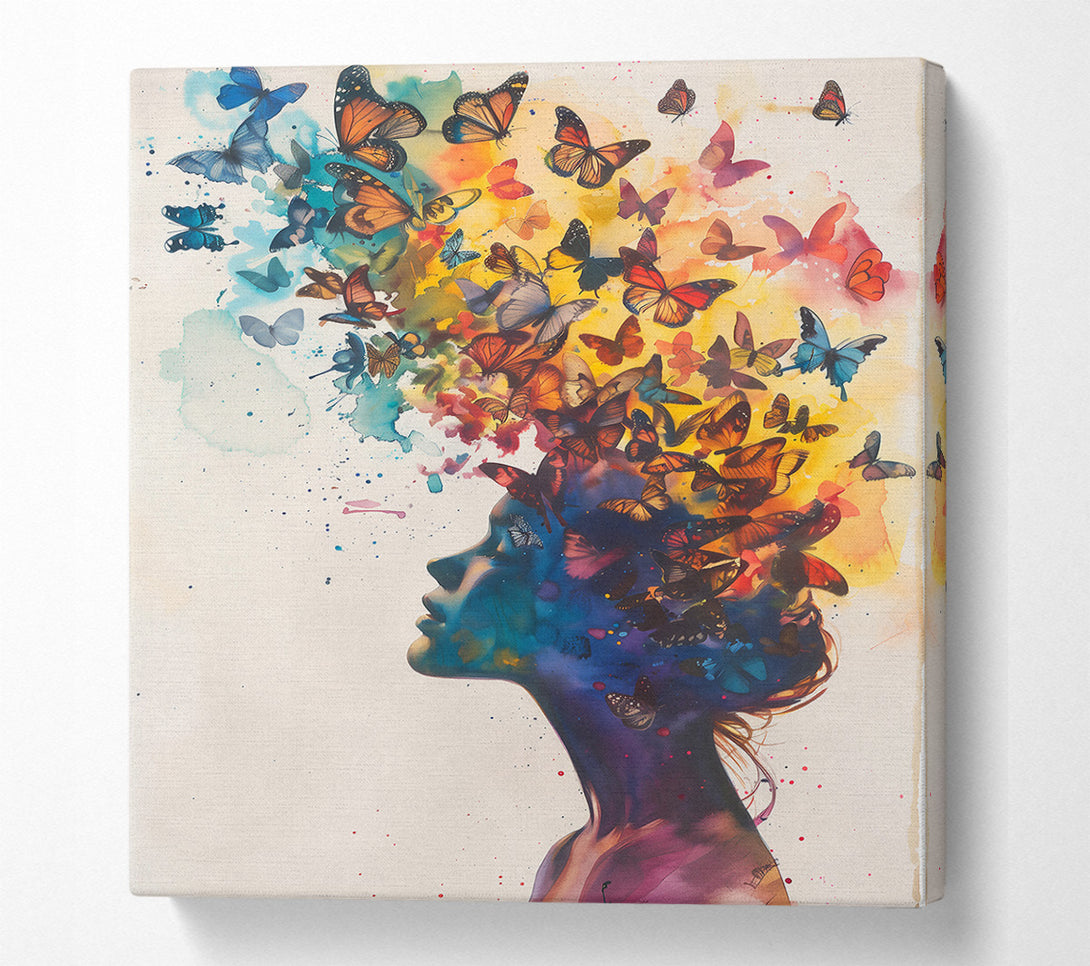  A Canvas Print of Blue Dreamscape Of Butterflies Canvas Art