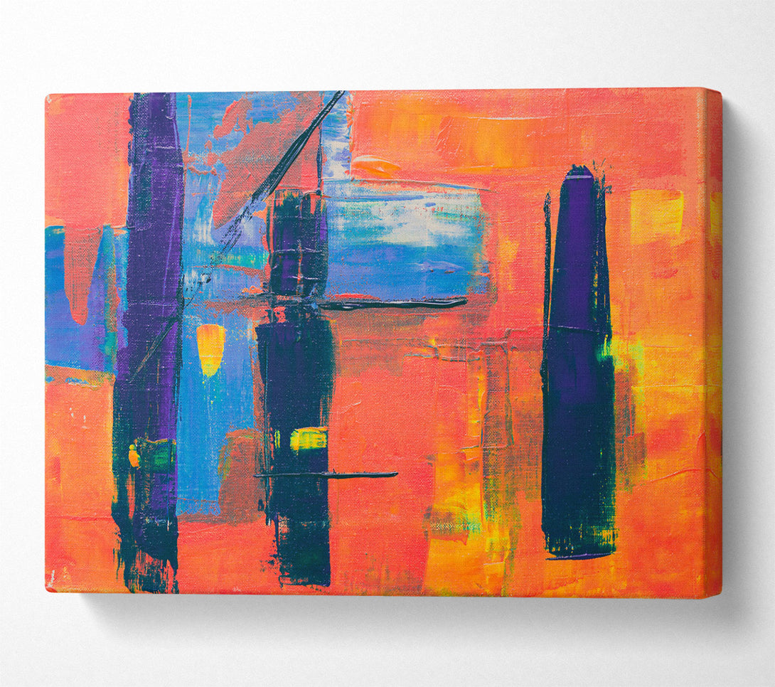  A Canvas Print of Orange Abstract Strokes Canvas Wall Art