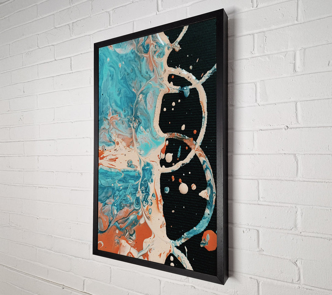  A Canvas Print of Teal Swirls And Splatter Canvas Wall Art