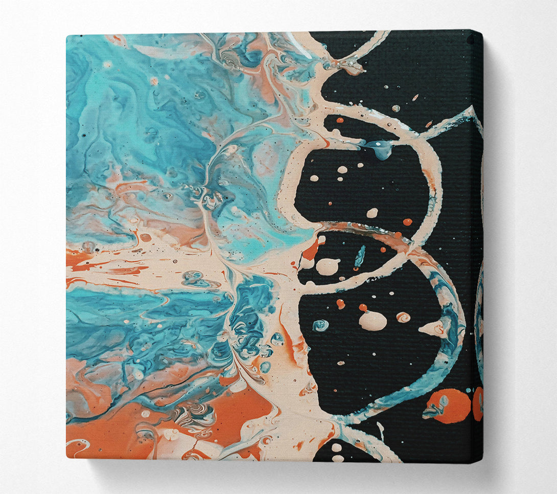  A Canvas Print of Teal Swirls And Splatter Canvas Wall Art