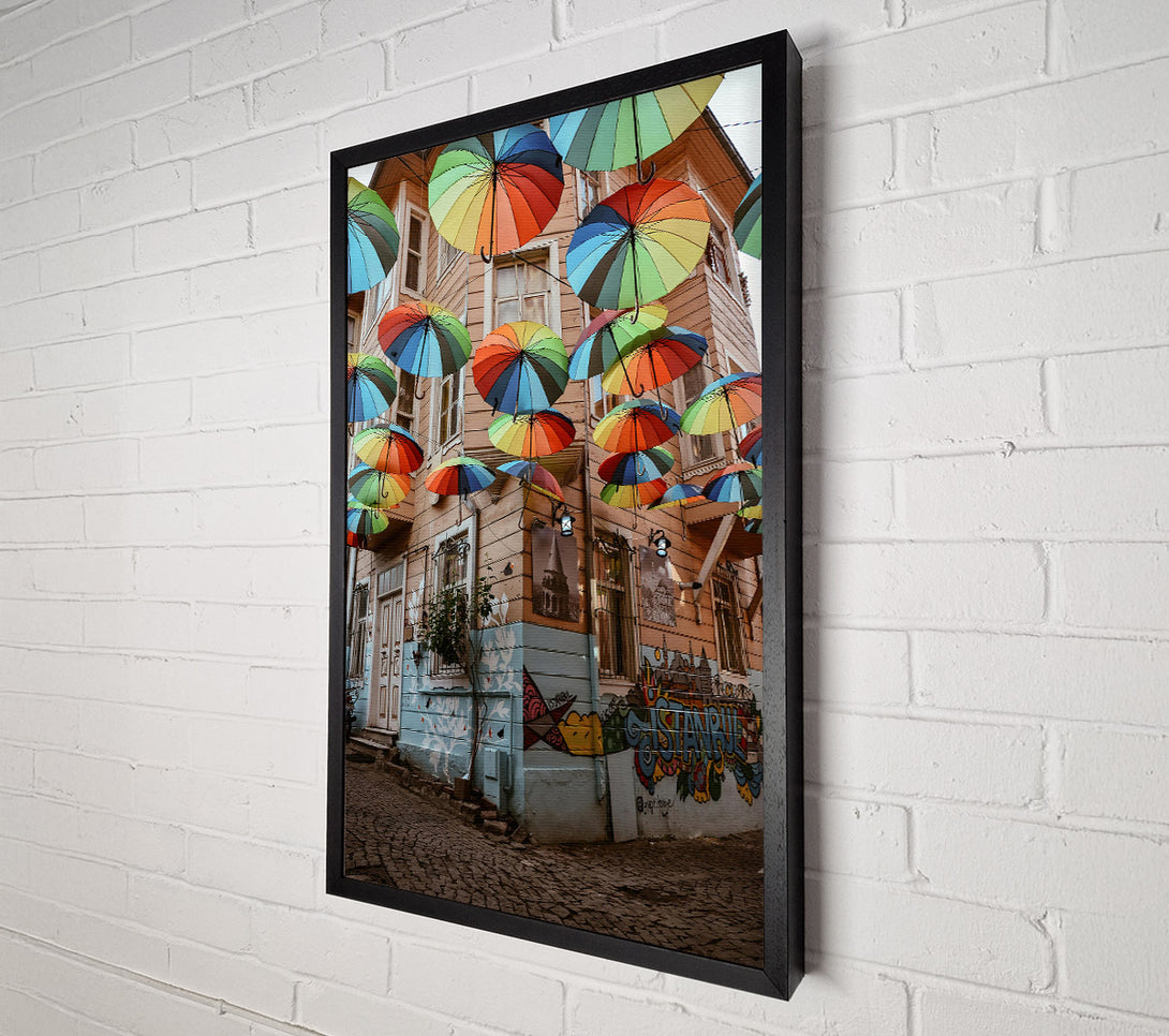  A Canvas Print of Rainbow Umbrellas Over Istanbul Canvas Art