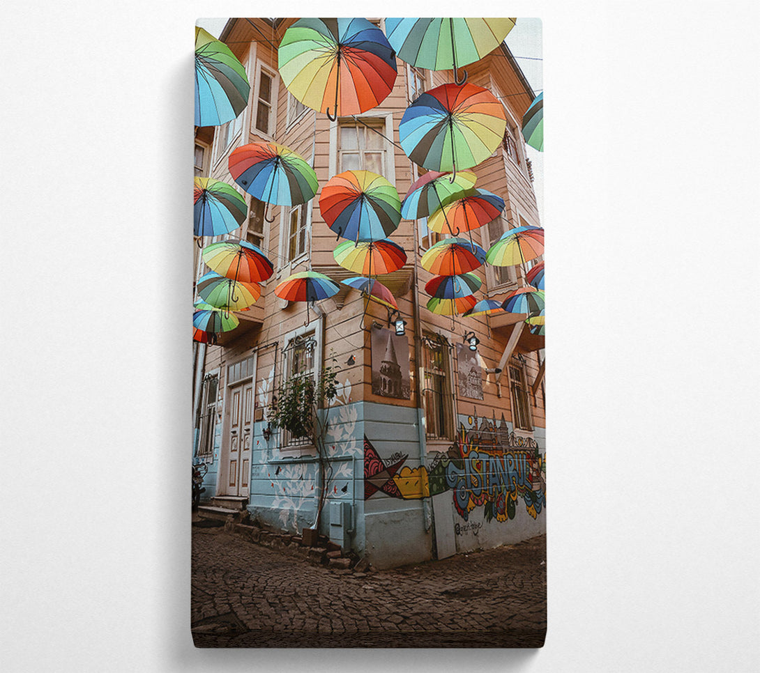  A Canvas Print of Rainbow Umbrellas Over Istanbul Canvas Art