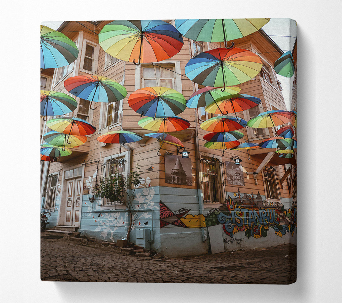  A Canvas Print of Rainbow Umbrellas Over Istanbul Canvas Art