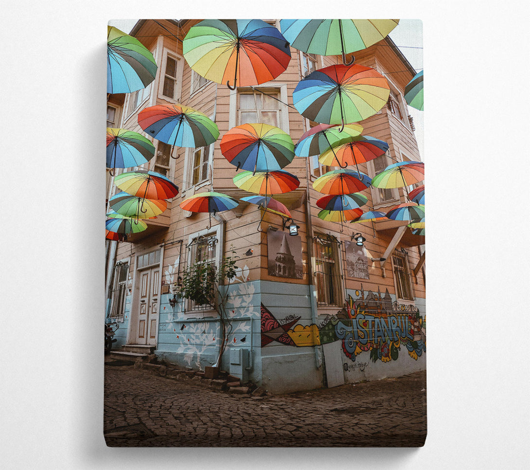  A Canvas Print of Rainbow Umbrellas Over Istanbul Canvas Art