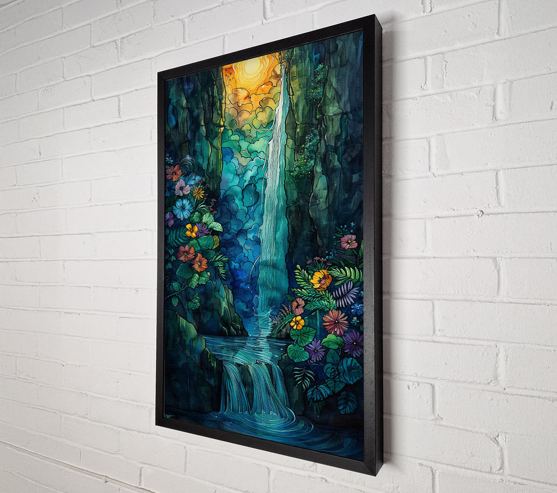  A Canvas Print of Azure Falls' Embrace Canvas Art