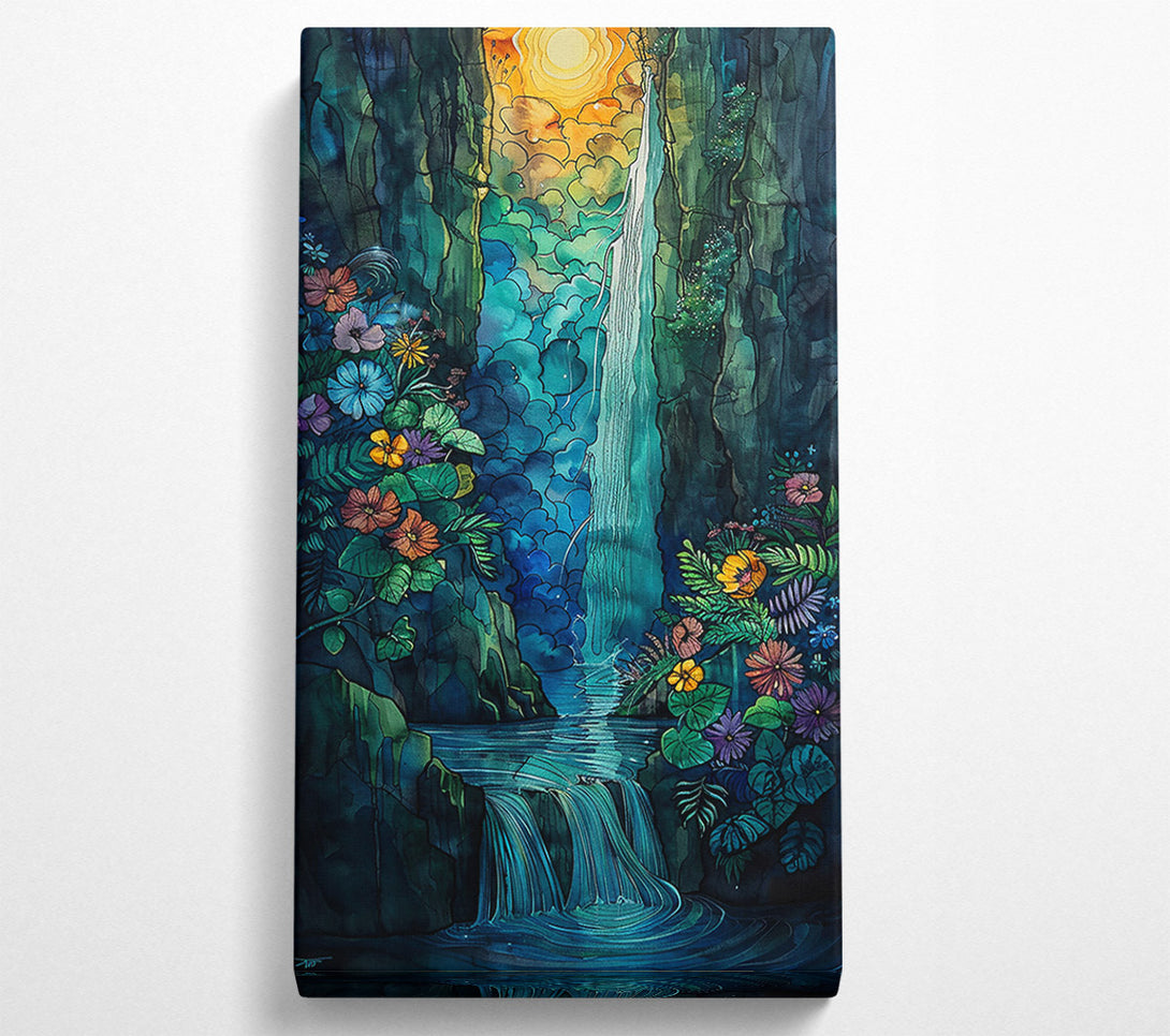  A Canvas Print of Azure Falls' Embrace Canvas Art