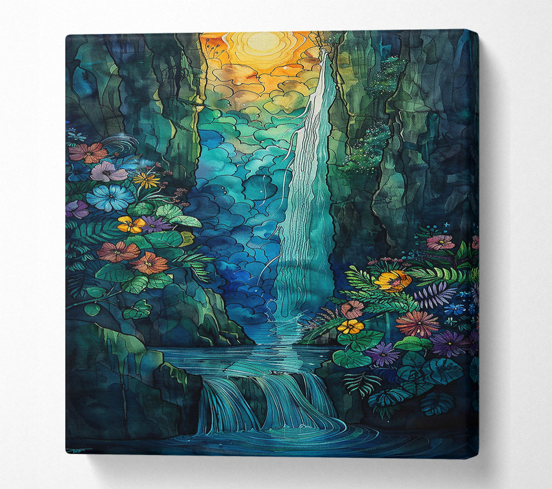  A Canvas Print of Azure Falls' Embrace Canvas Art