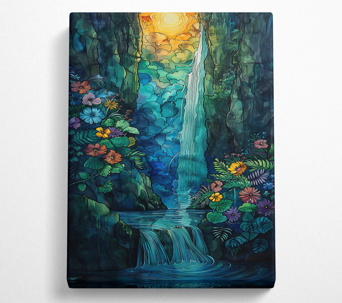  A Canvas Print of Azure Falls' Embrace Canvas Art