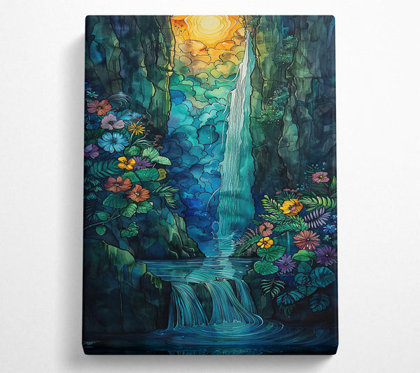  A Canvas Print of Azure Falls' Embrace Canvas Art