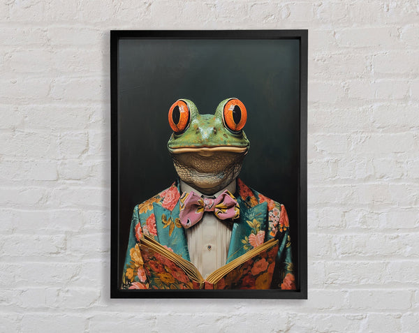 Frog In A Suit Staring Framed Print