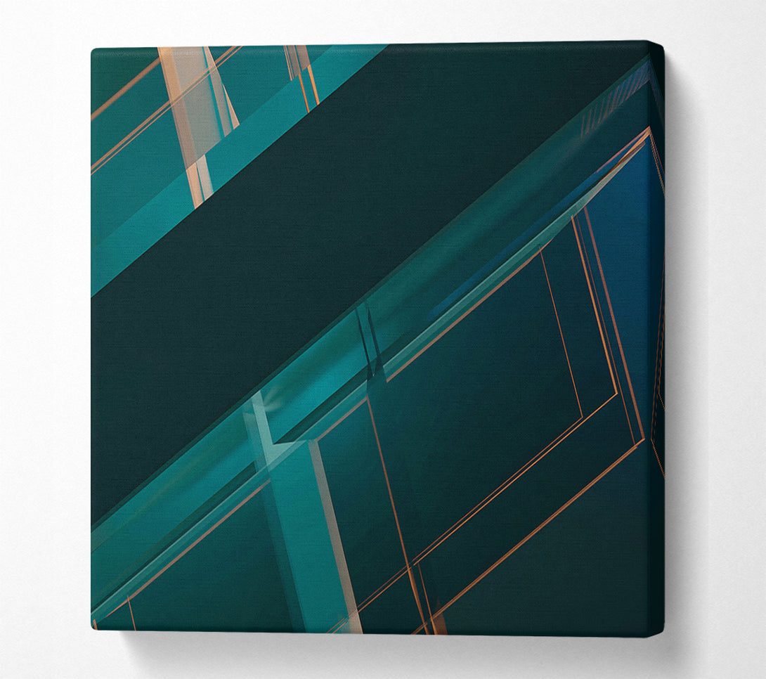  A Canvas Print of Teal Geometric Abstract Canvas Art
