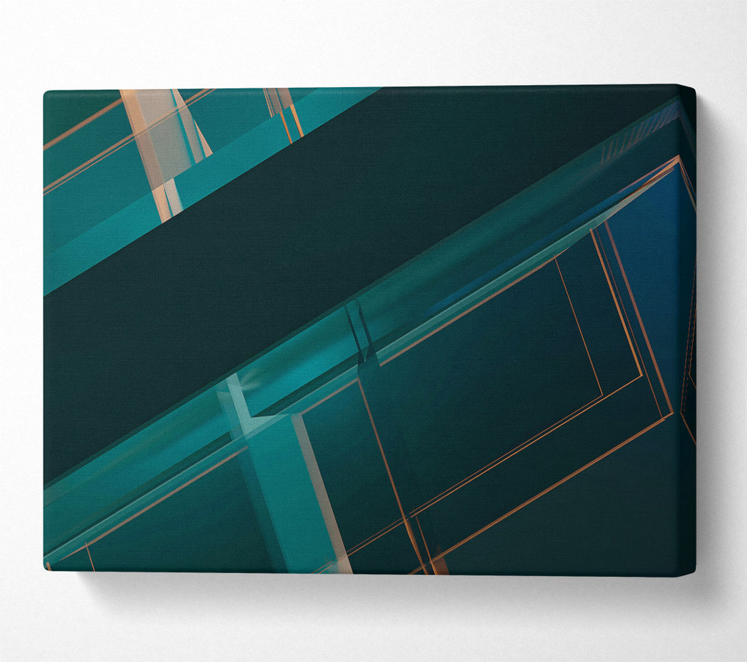 A Canvas Print of Teal Geometric Abstract Canvas Art