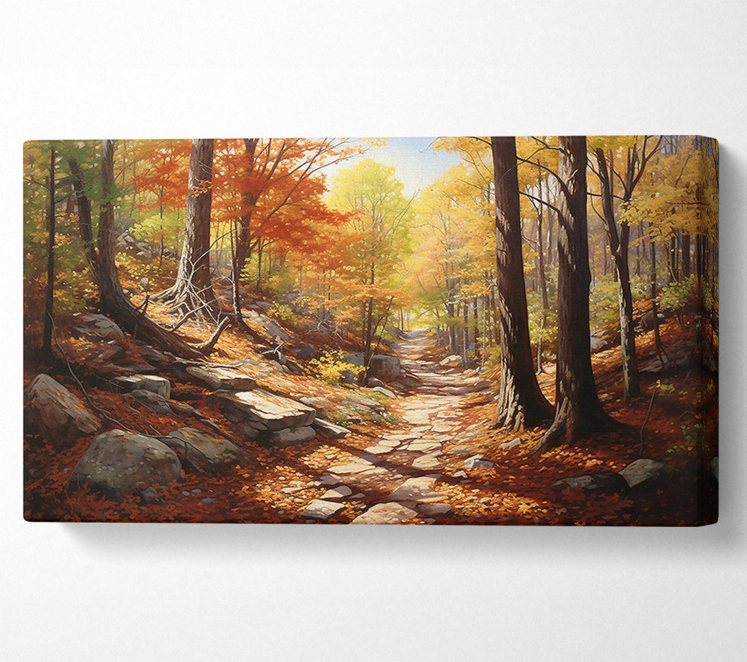  A Canvas Print of Golden Autumn Path Canvas Print
