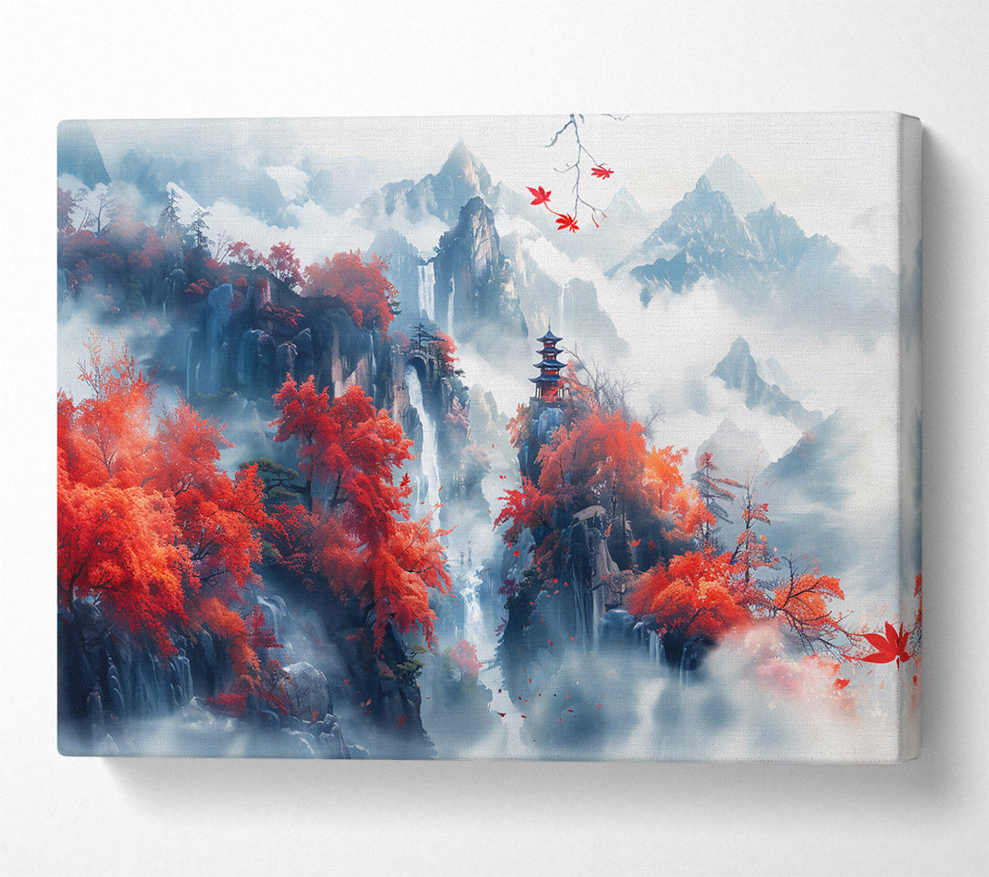  A Canvas Print of Crimson Mountain Temple Canvas Print