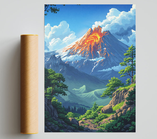 Orange Eruption Peaks Print