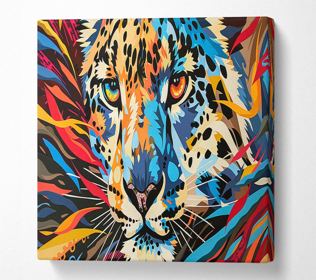  A Canvas Print of Blue Leopard Gaze Canvas Wall Art