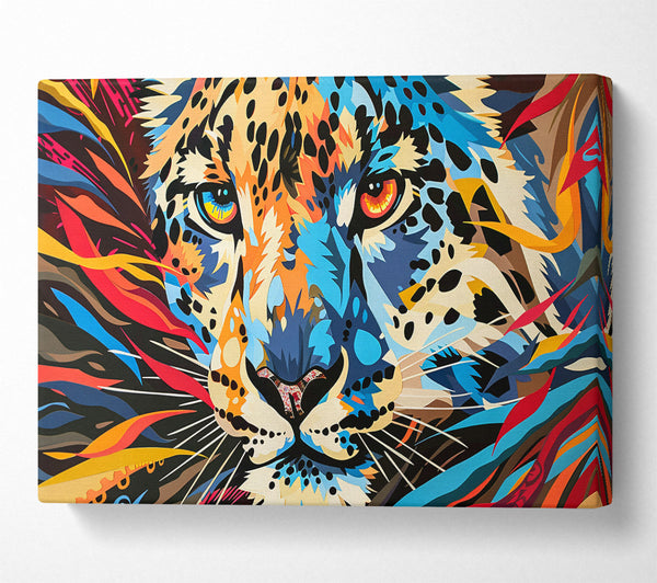  A Canvas Print of Blue Leopard Gaze Canvas Wall Art