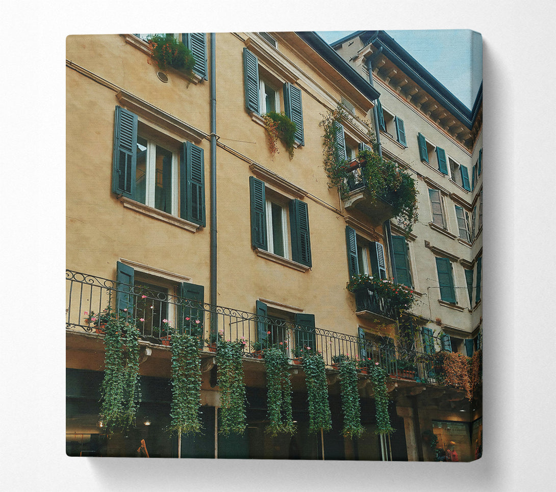  A Canvas Print of Golden Italian Balcony Canvas Wall Art