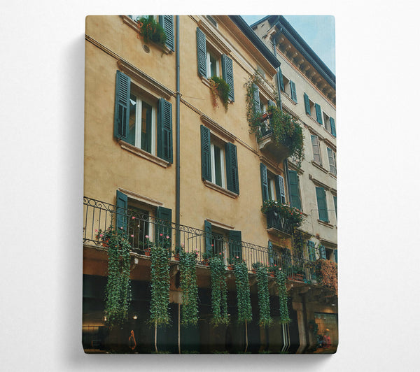  A Canvas Print of Golden Italian Balcony Canvas Wall Art