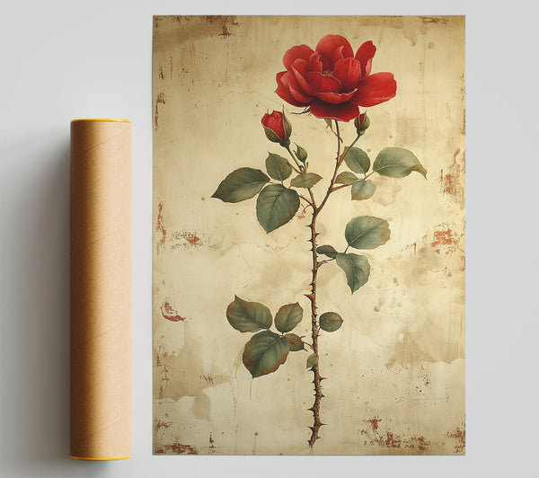 Crimson Rose On Canvas Print
