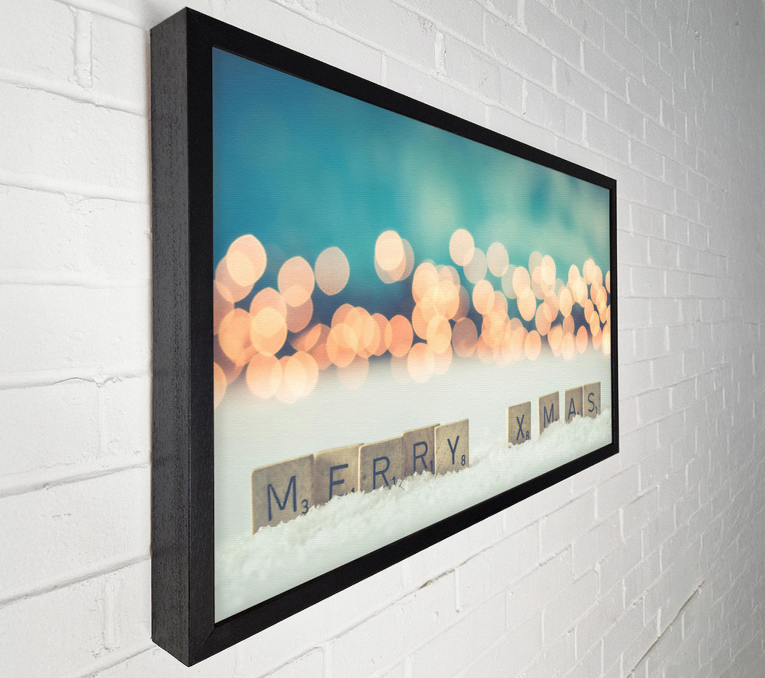  A Canvas Print of Teal Lights & Merry Xmas Canvas Print