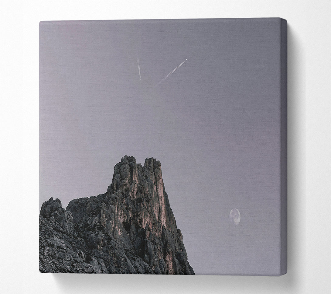  A Canvas Print of Pale Moon Over Peak Canvas Wall Art