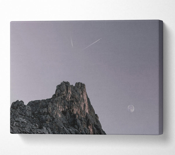 A Canvas Print of Pale Moon Over Peak Canvas Wall Art