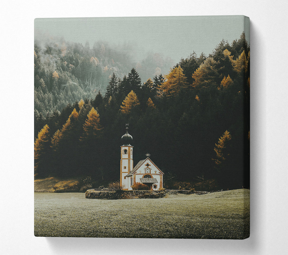  A Canvas Print of Golden Church In Fog Canvas Wall Art