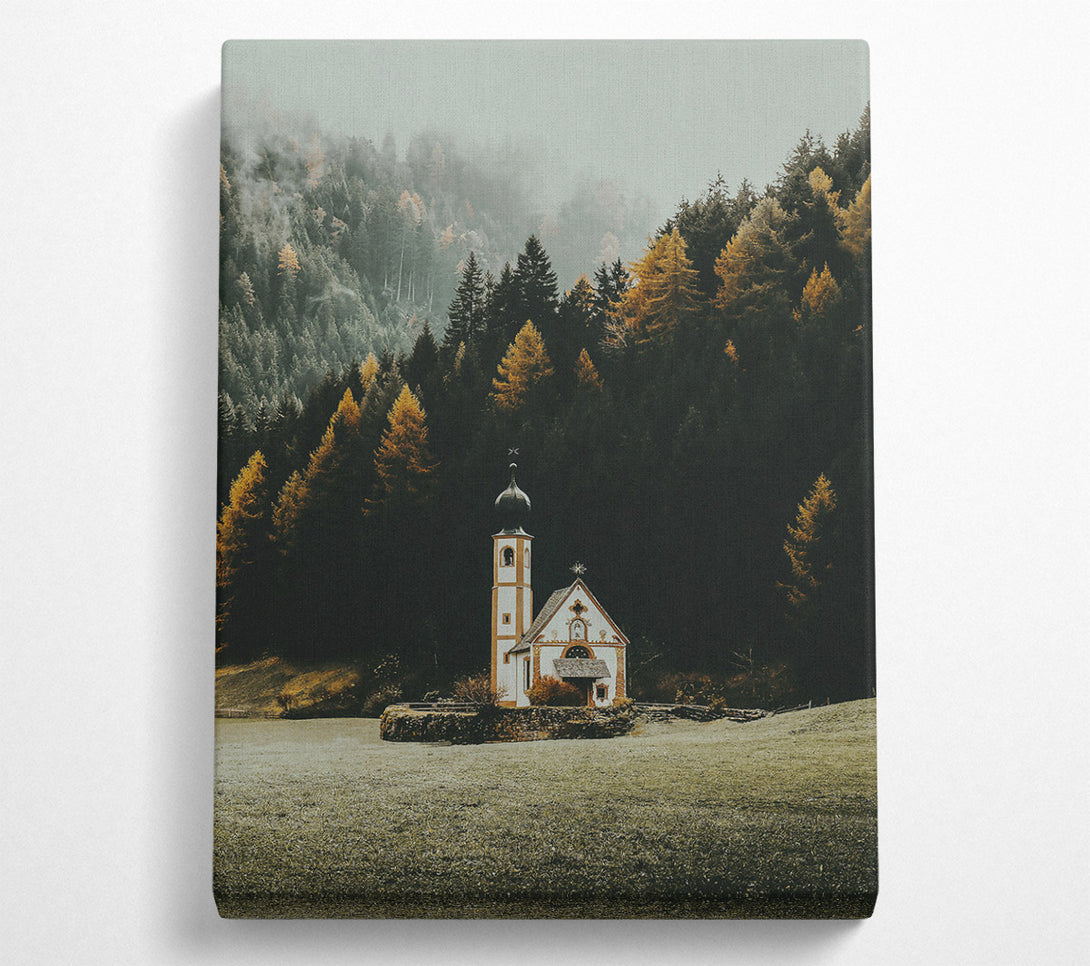  A Canvas Print of Golden Church In Fog Canvas Wall Art