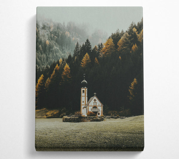  A Canvas Print of Golden Church In Fog Canvas Wall Art
