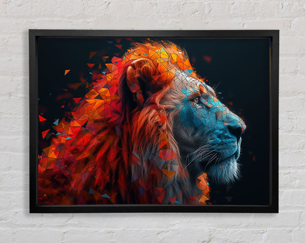 Geometric Lion Colours Modern Framed Print