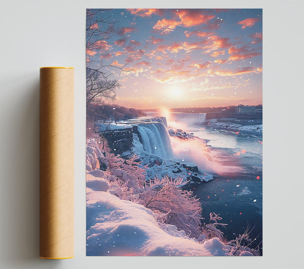 Pink Winter Falls Print