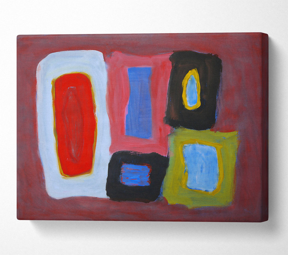  A Canvas Print of Crimson Abstract Shapes Canvas Art