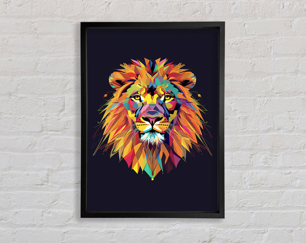 Geometric Lion Colours Framed Print