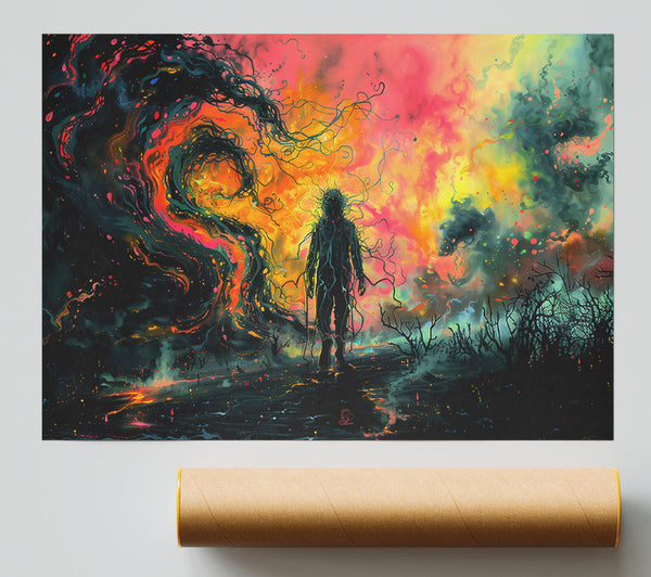 Orange Abstract Figure Print