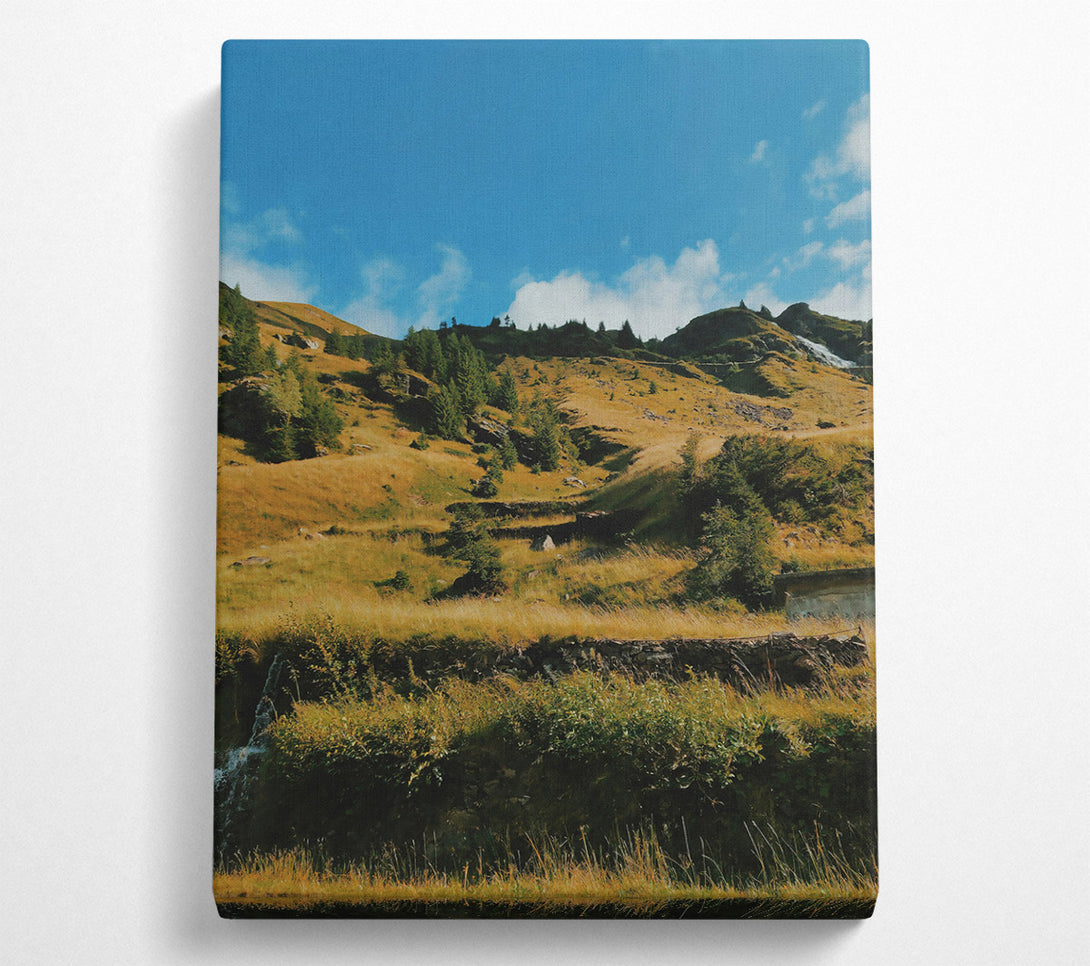  A Canvas Print of Golden Mountain Stream Canvas Wall Art