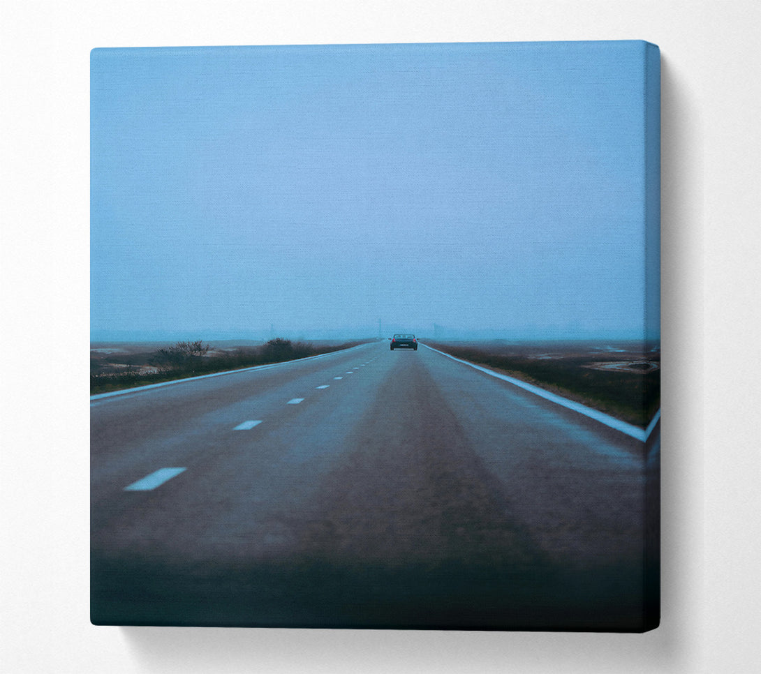  A Canvas Print of Blue Foggy Road Canvas Wall Art