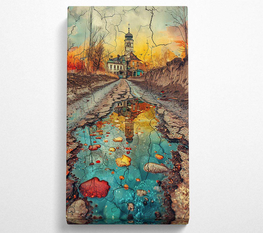  A Canvas Print of Teal Reflections In Ruin Canvas Art