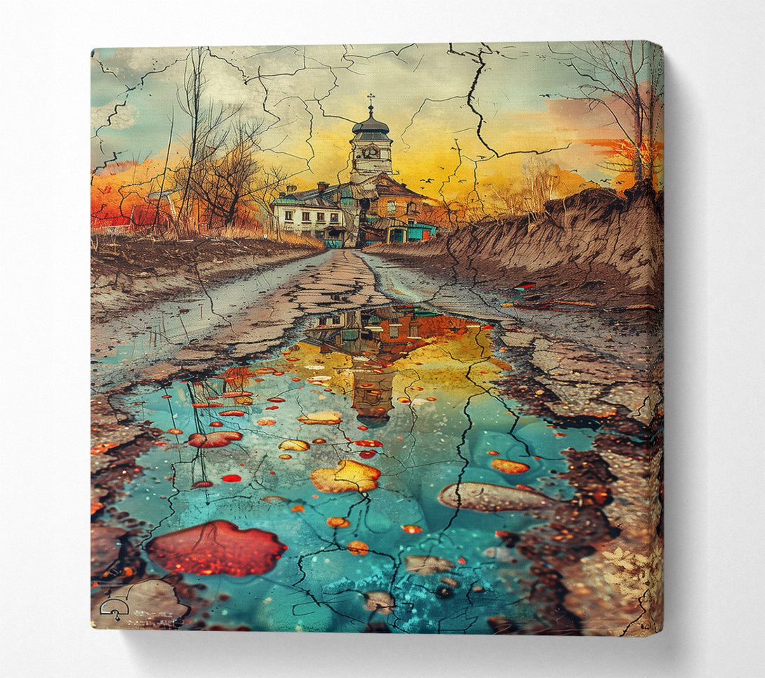  A Canvas Print of Teal Reflections In Ruin Canvas Art
