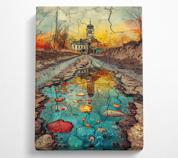  A Canvas Print of Teal Reflections In Ruin Canvas Art