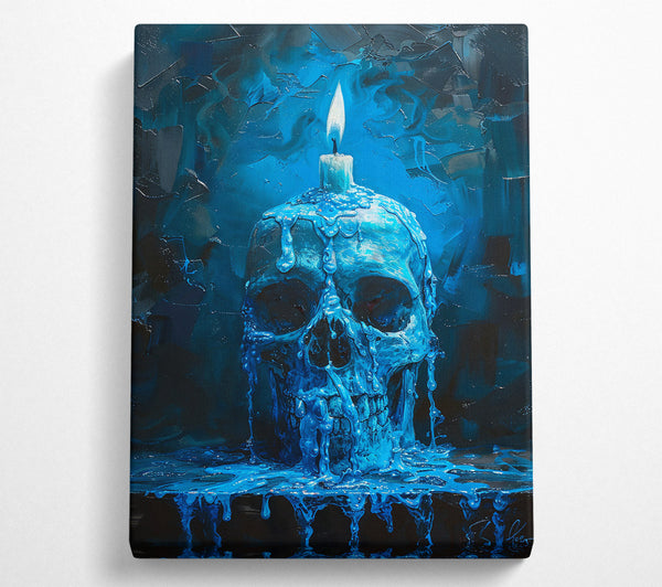  A Canvas Print of Blue Candle Skull Canvas Art