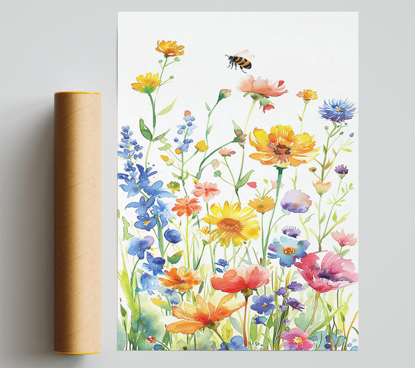 Orange Wildflowers Bloom Print