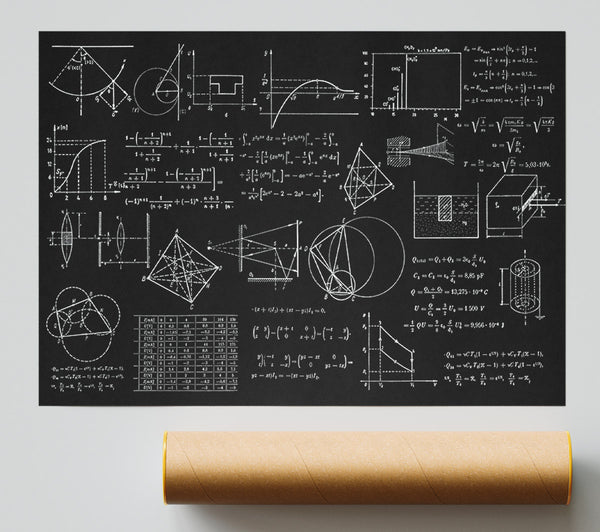 White On Black Geometry Giclee Print